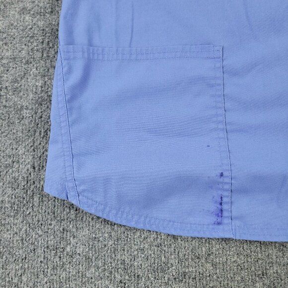 Scrubstar Scrub Top Shirt Women's Small Blue V-Neck Short Sleeve Pocket Uniform - Picture 6 of 13